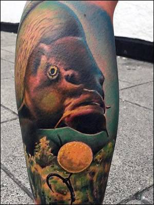 Carp Hooked Tattoo